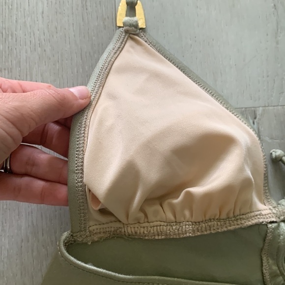 Badgley Mischka one piece swimsuit‎ dress beach rhinestone shimmer sage green M - Picture 8 of 12